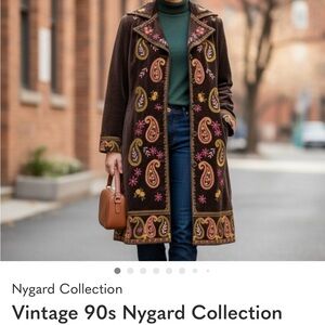 Nygard Collection Women's Brown Paisley Trench Coat